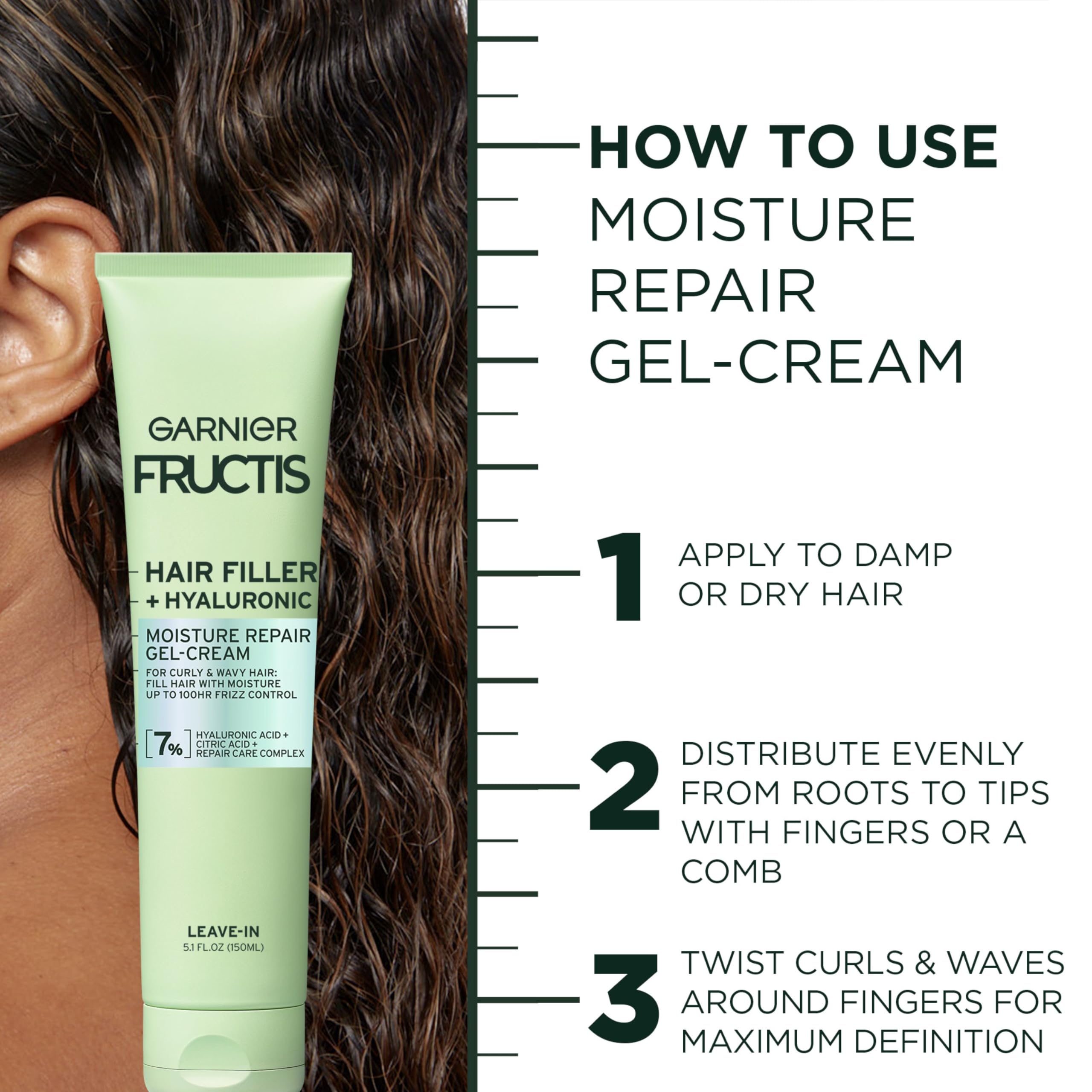 Garnier Fructis brinda brillo suave y natural en rizos.