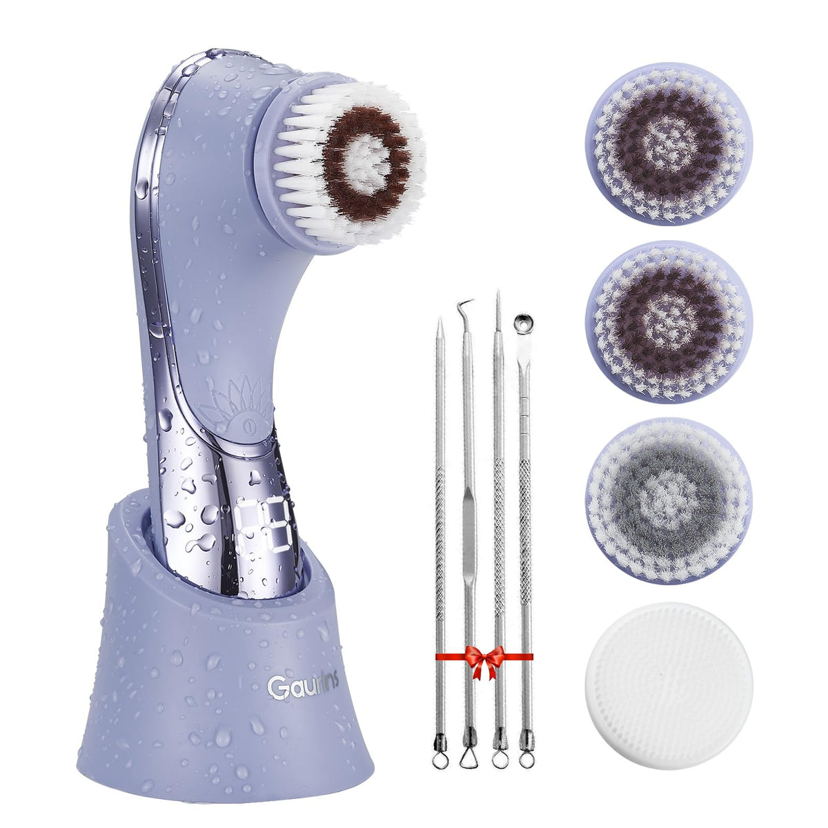 Cepillo facial Gaurins con 4 cabezas para limpieza profunda de poros.