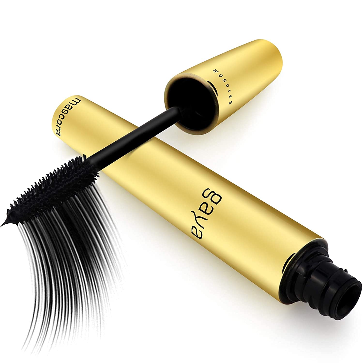 Máscara Gaya Cosmetics con efecto volumen visible para pestañas densas.
