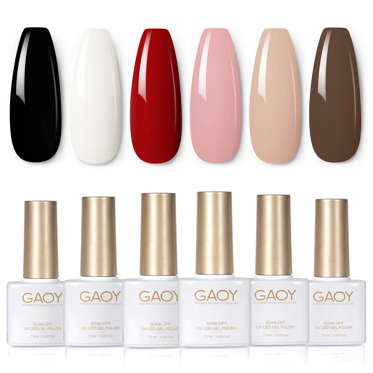 GAOY esmalte gel blanco, acabado brillante y duración prolongada con base y top coat