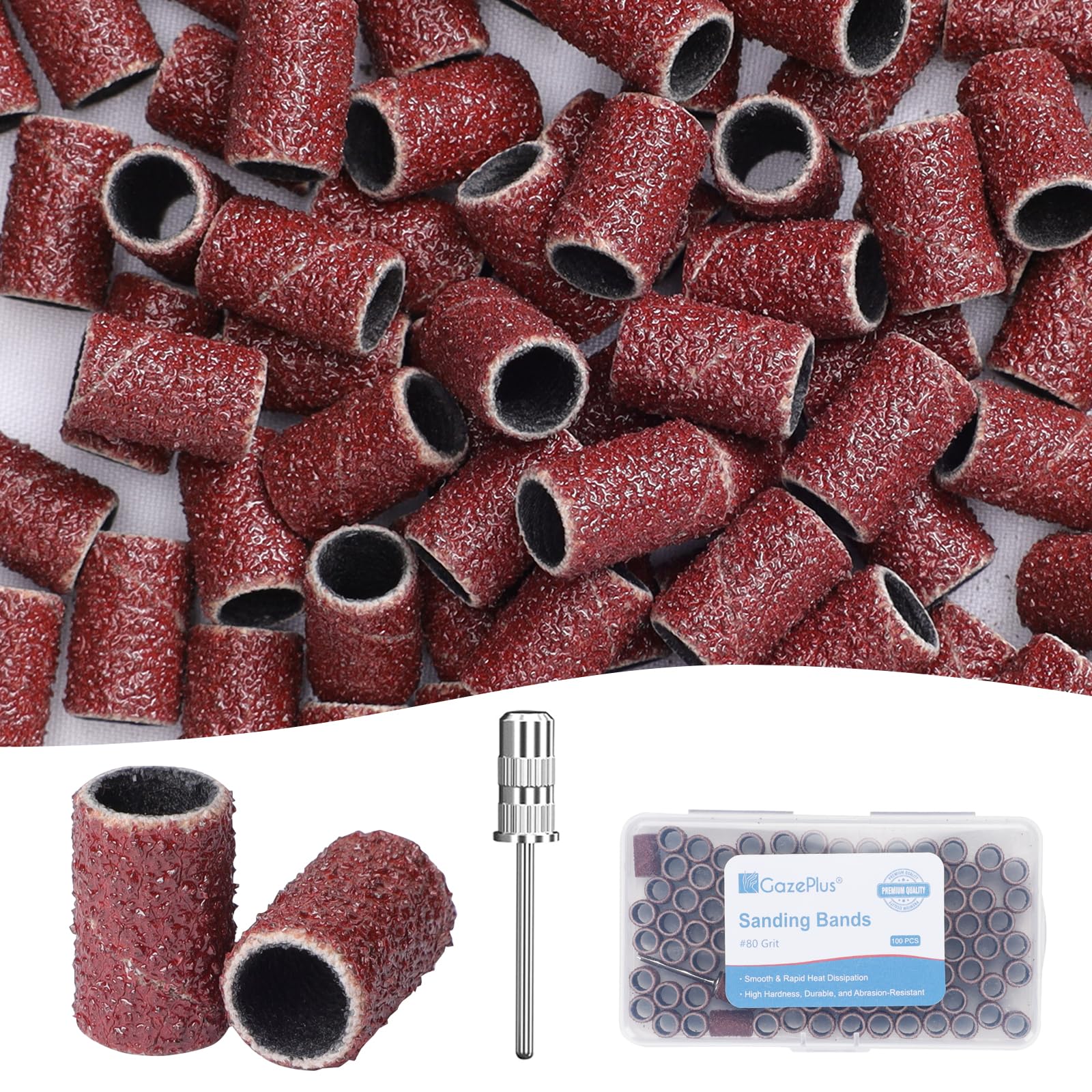 GAZEPLUS banda lijado taladro uñas 80 grano, acabado rápido