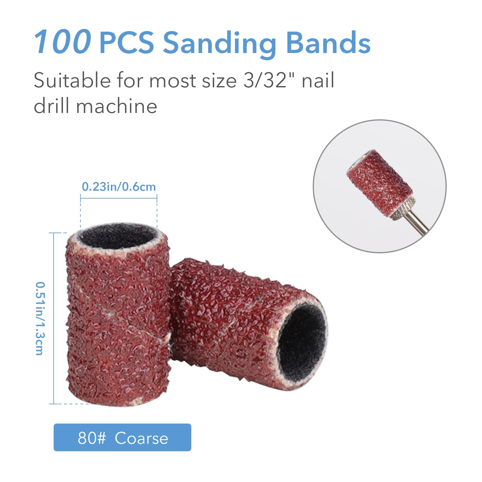 GAZEPLUS mandril 3/32 para taladro de uñas, ajuste estable