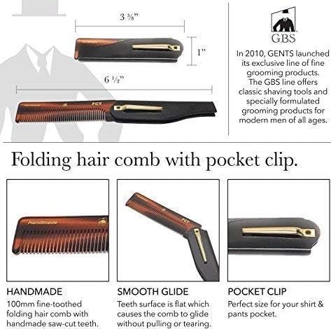 G.B.S GENTS FCT peine plegable antiestático para cabello suave y sin tirones.
