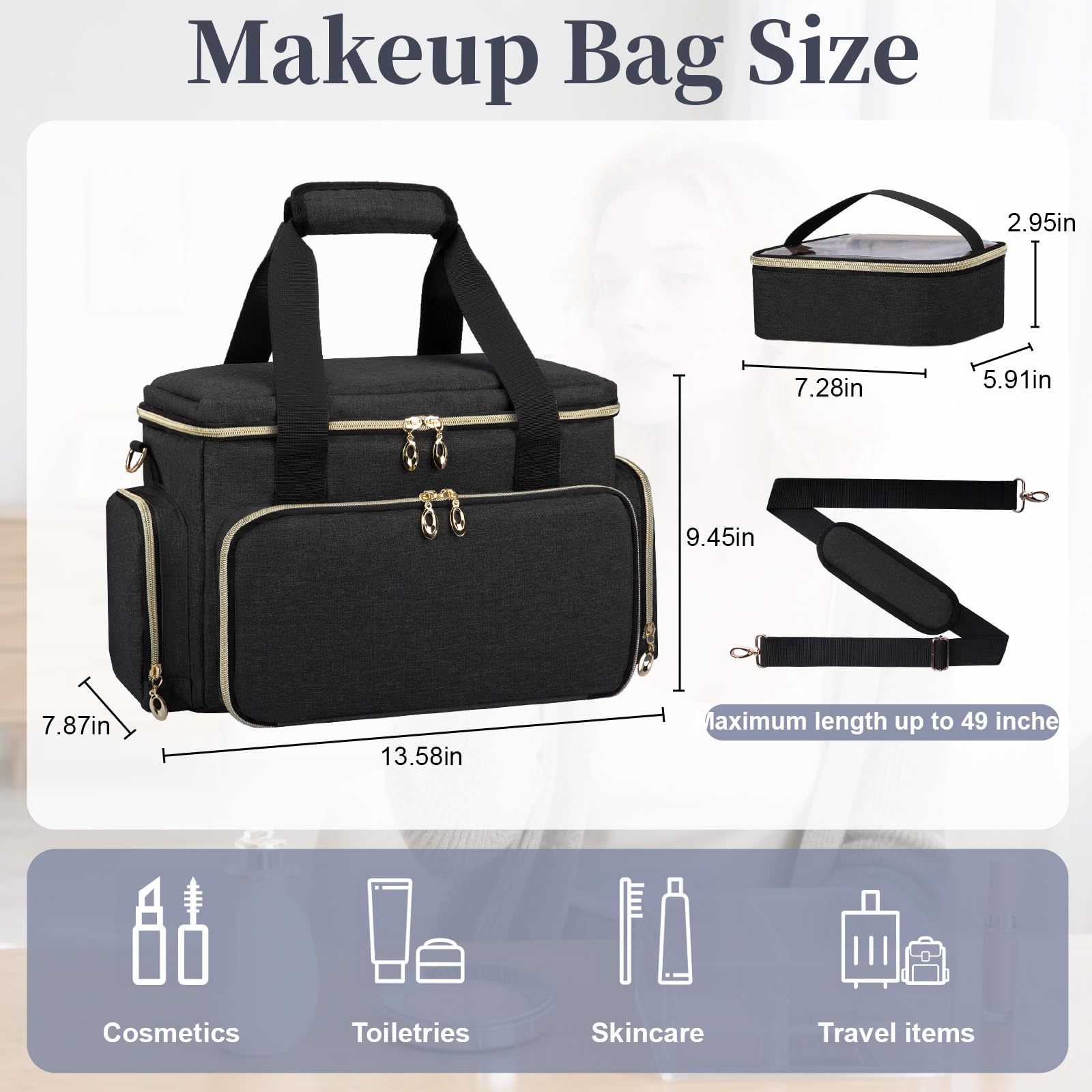 GDNasist gran estuche maquillaje divisores desmontables para organizar cosméticos.
