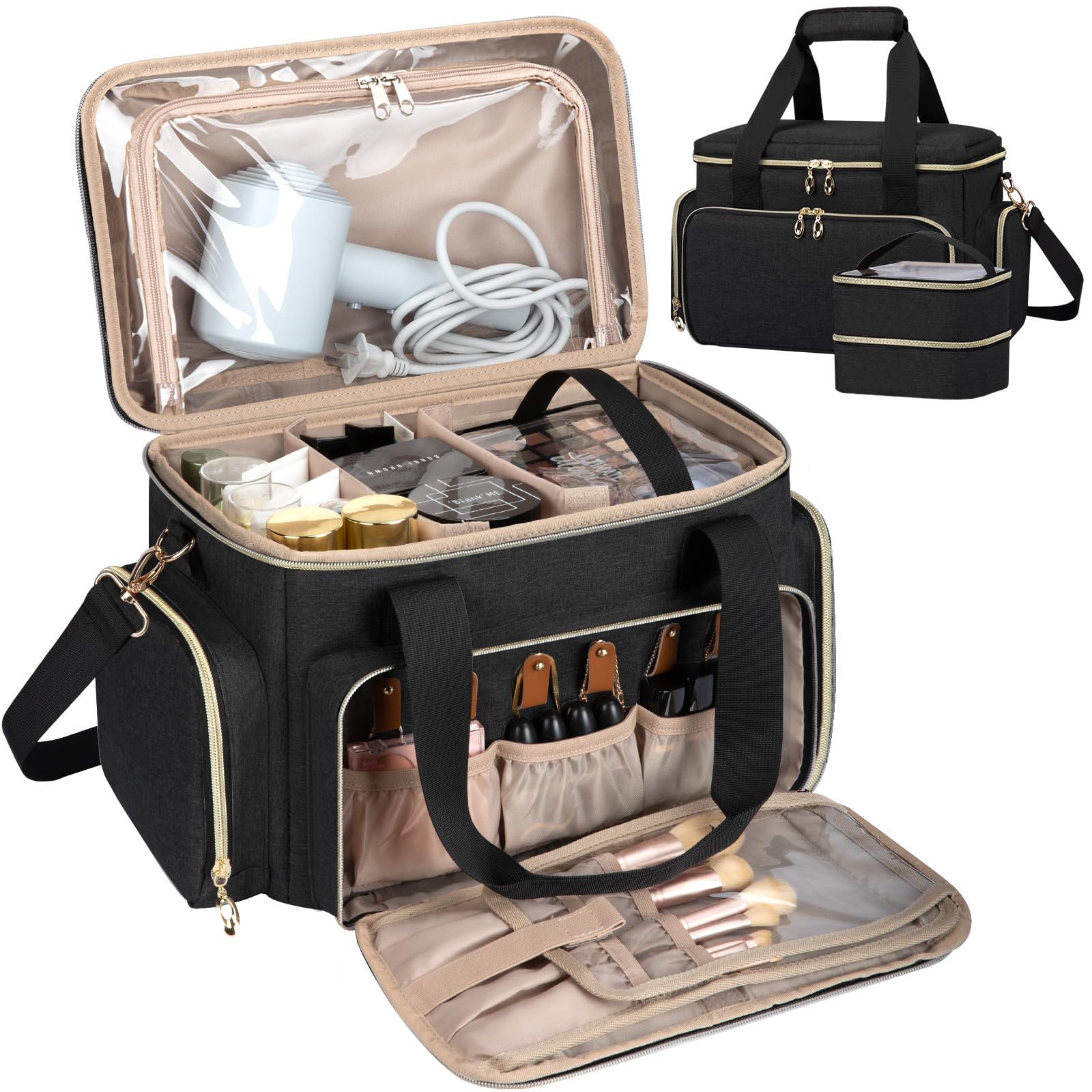 GDNasist gran estuche maquillaje frontal, ideal para organización rápida durante viajes.