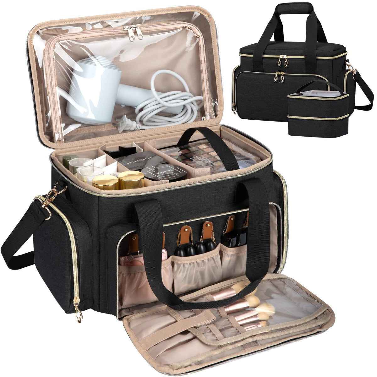 GDNasist gran estuche maquillaje frontal, ideal para organización rápida durante viajes.