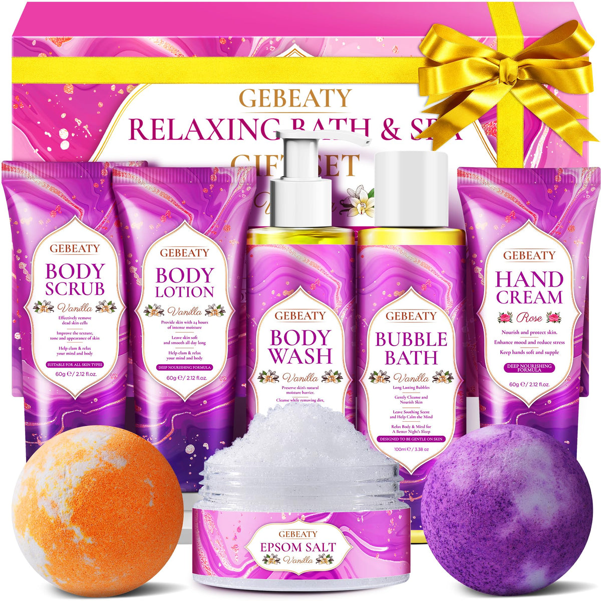GEBEATY set spa vainilla para mujeres, experiencia relajante en casa