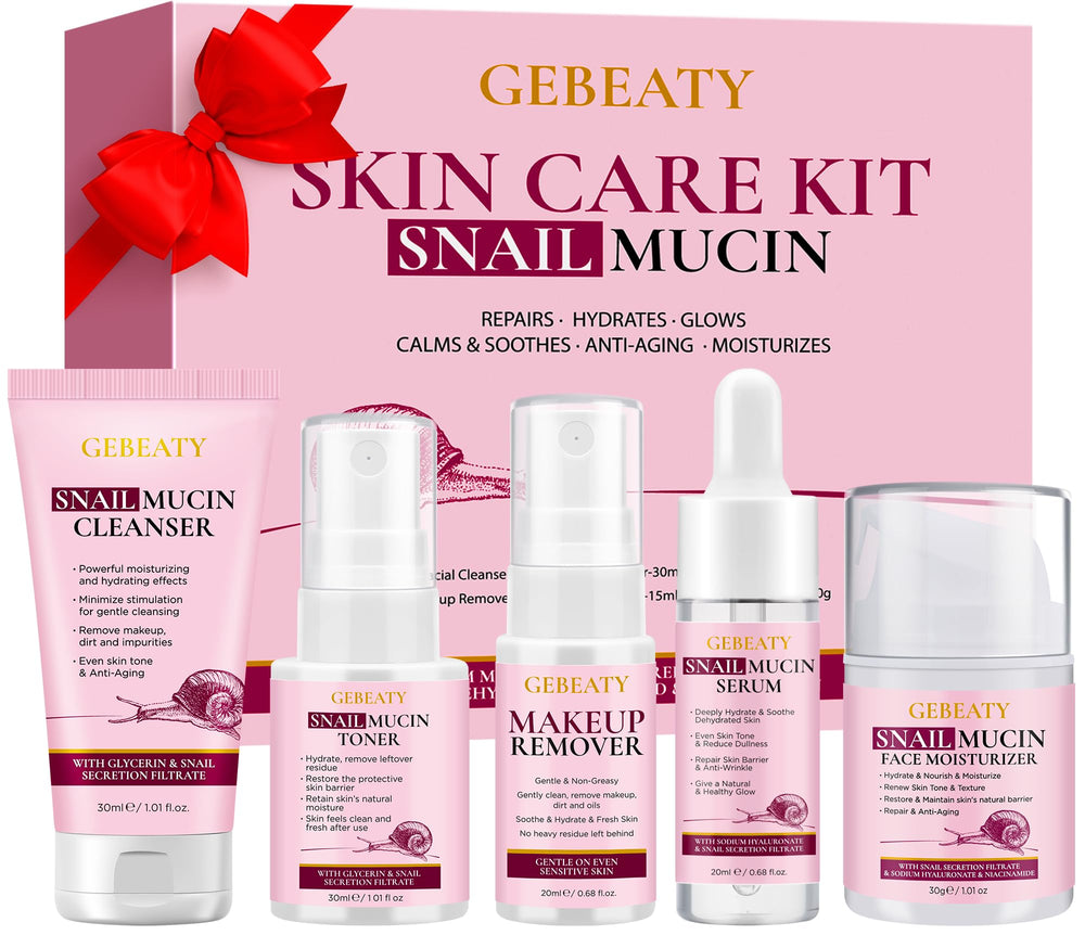 GEBEATY set cuidado piel mucin caracol, hidratación profunda para piel sensible.