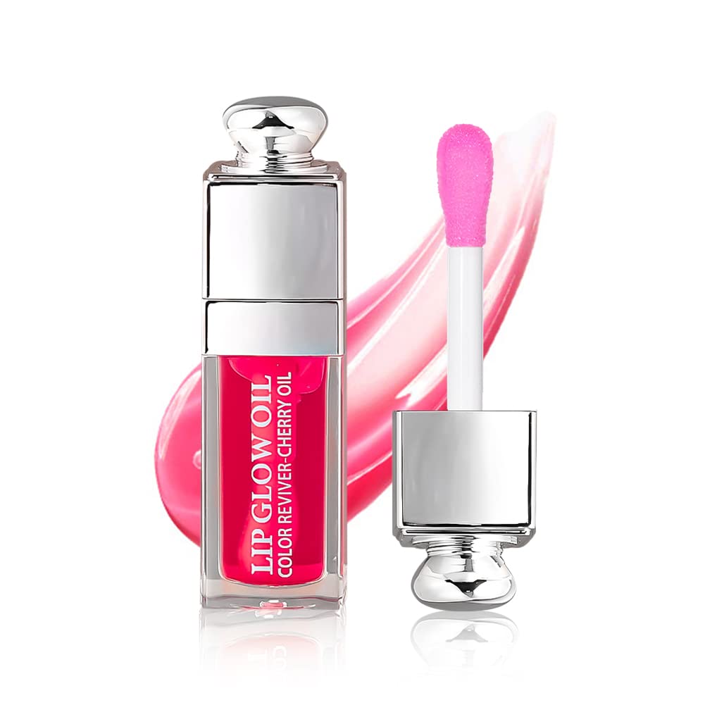 GECOMO Lip Glow Oil envase transparente Raspberry, hidratación continua para labios