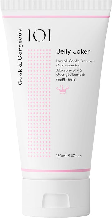 Geek & Gorgeous Jelly Joker bottle top view showing simple, gentle cleansing design for daily use.