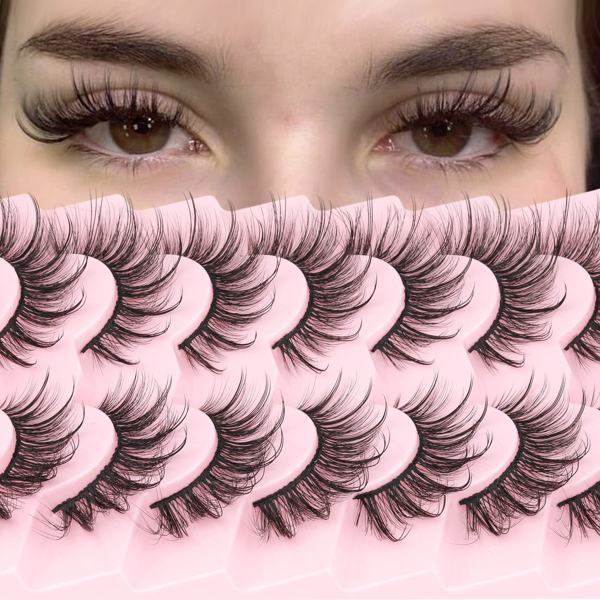 Geeneiya Pestañas Mink 18mm, efecto mechones para mirada natural.