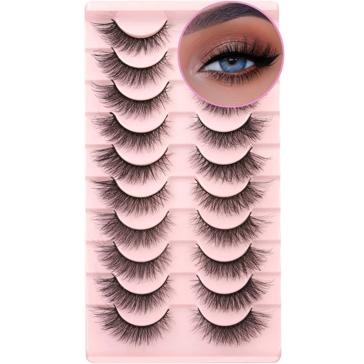 Pestañas Geeneiya mink naturales wispy cat eye para un look suave y favorecedor.