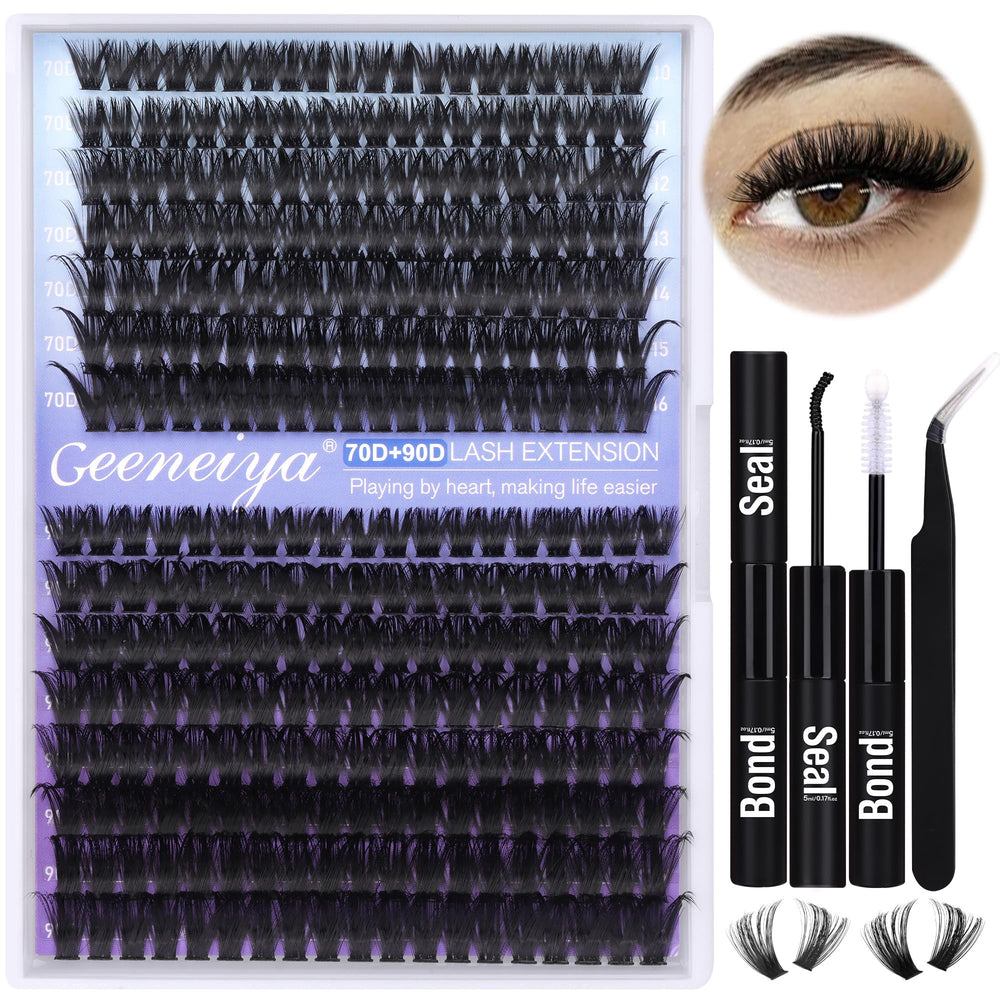 Paquete de 300 pestañas y adhesivo de 10 ml para retoques en casa.