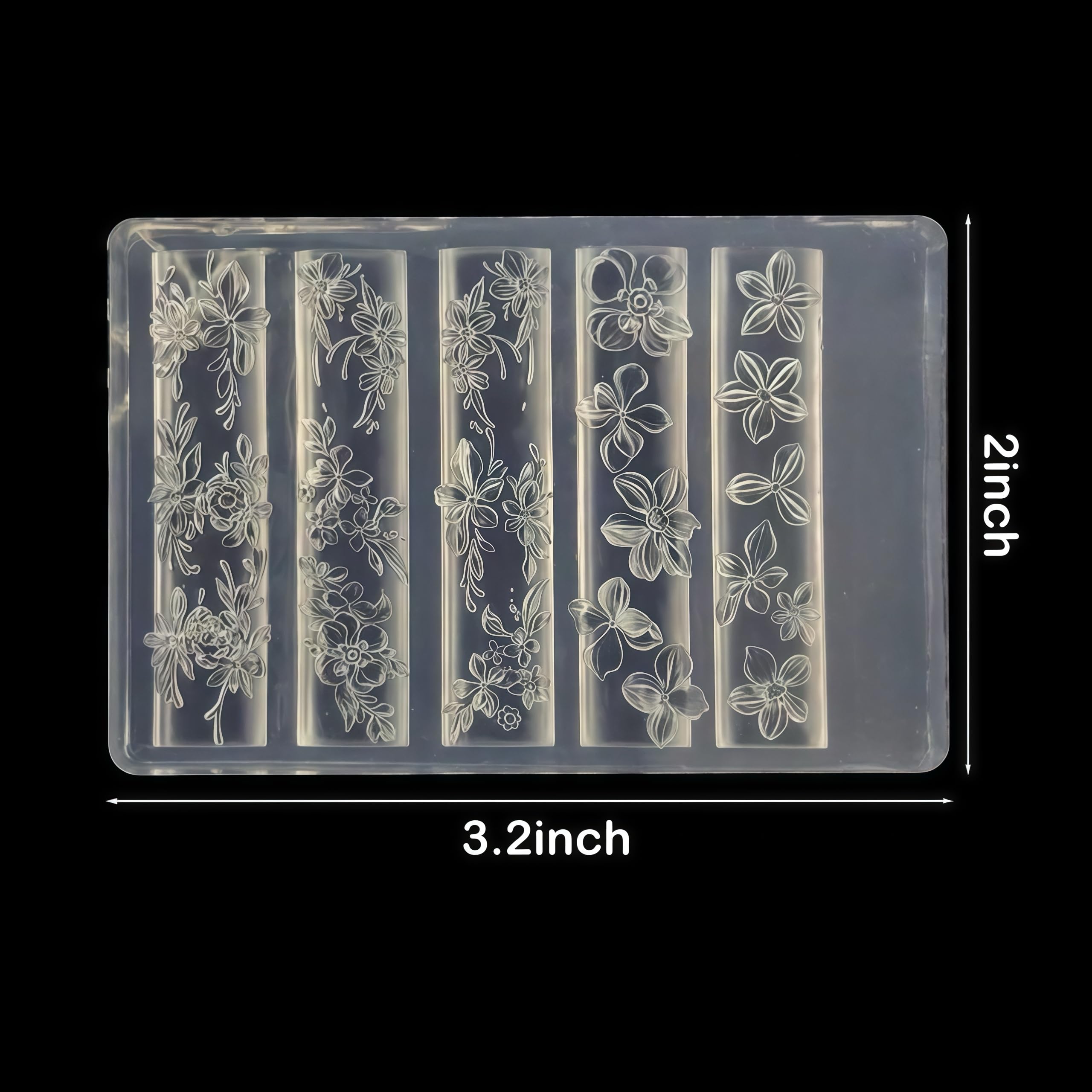 Gehaiwo molde silicona uñas diseños florales para arte.