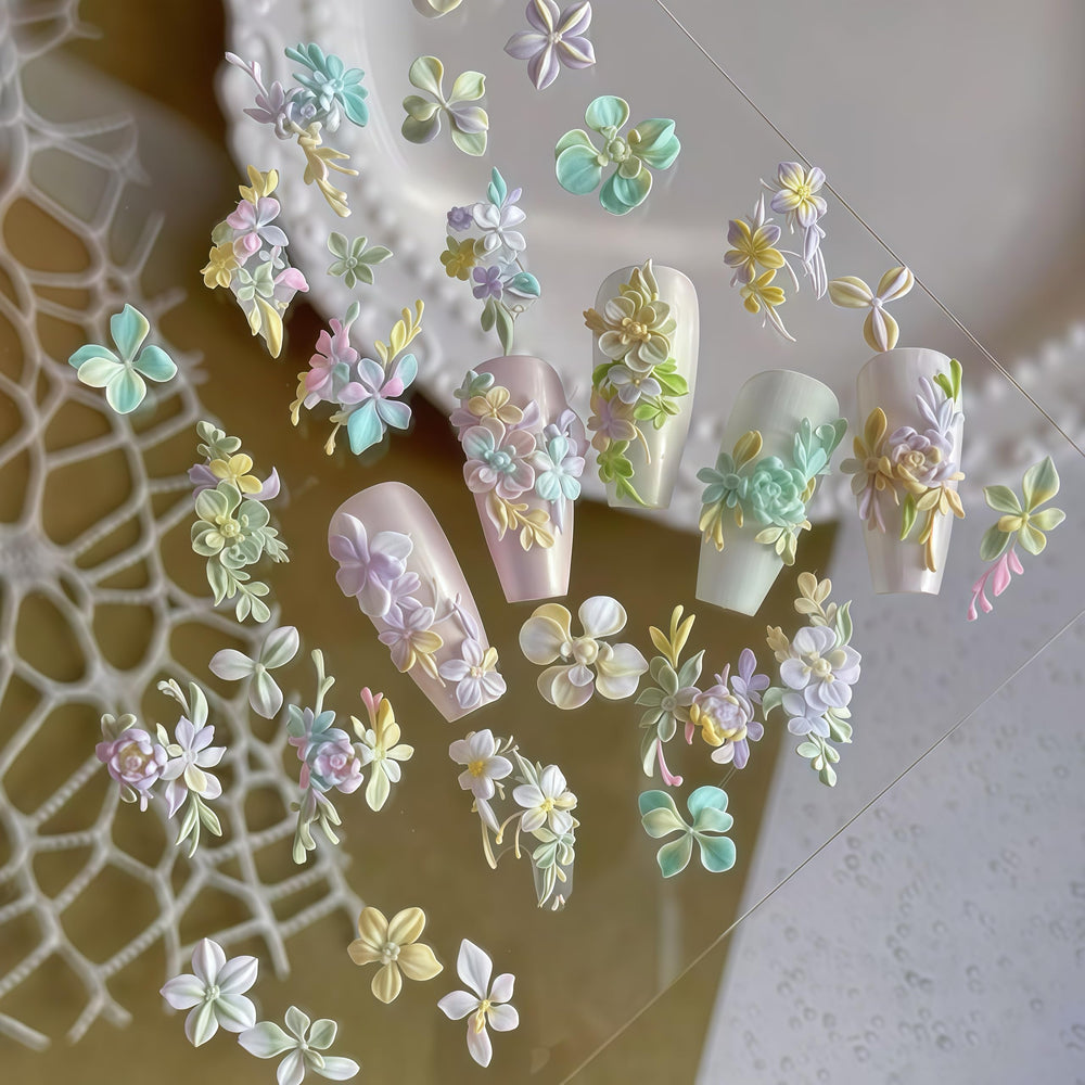 Gehaiwo molde silicona uñas flores 3D para resina y joyería.