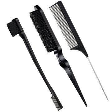 Geiserailie set de 3 cepillos para bordes, control preciso del peinado.