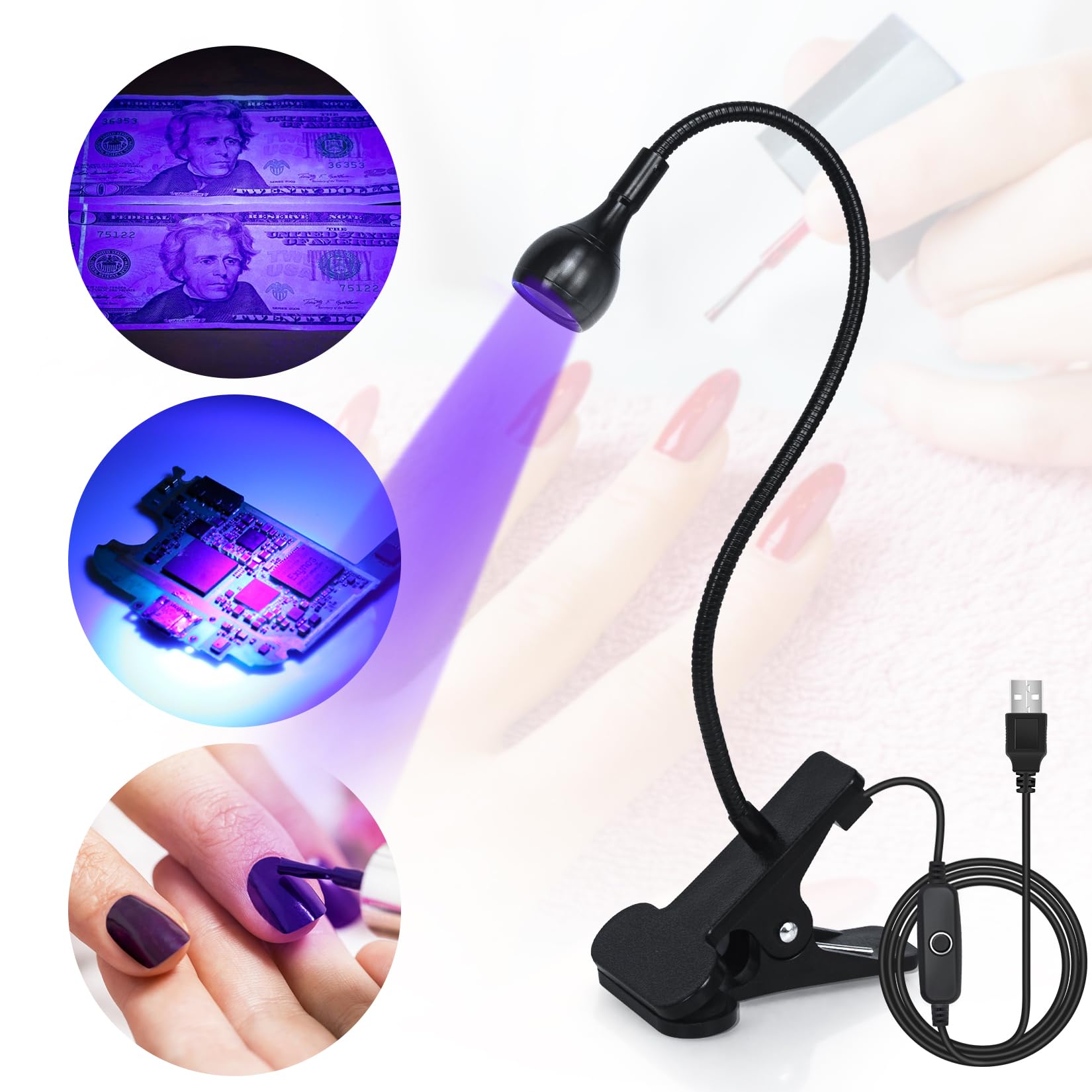 Geisofu lámpara UV en negro, compacto y estable para manicura.