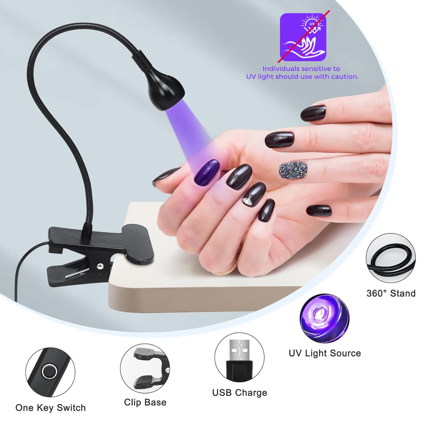 Geisofu lámpara UV con alimentación USB para uso doméstico o profesional.