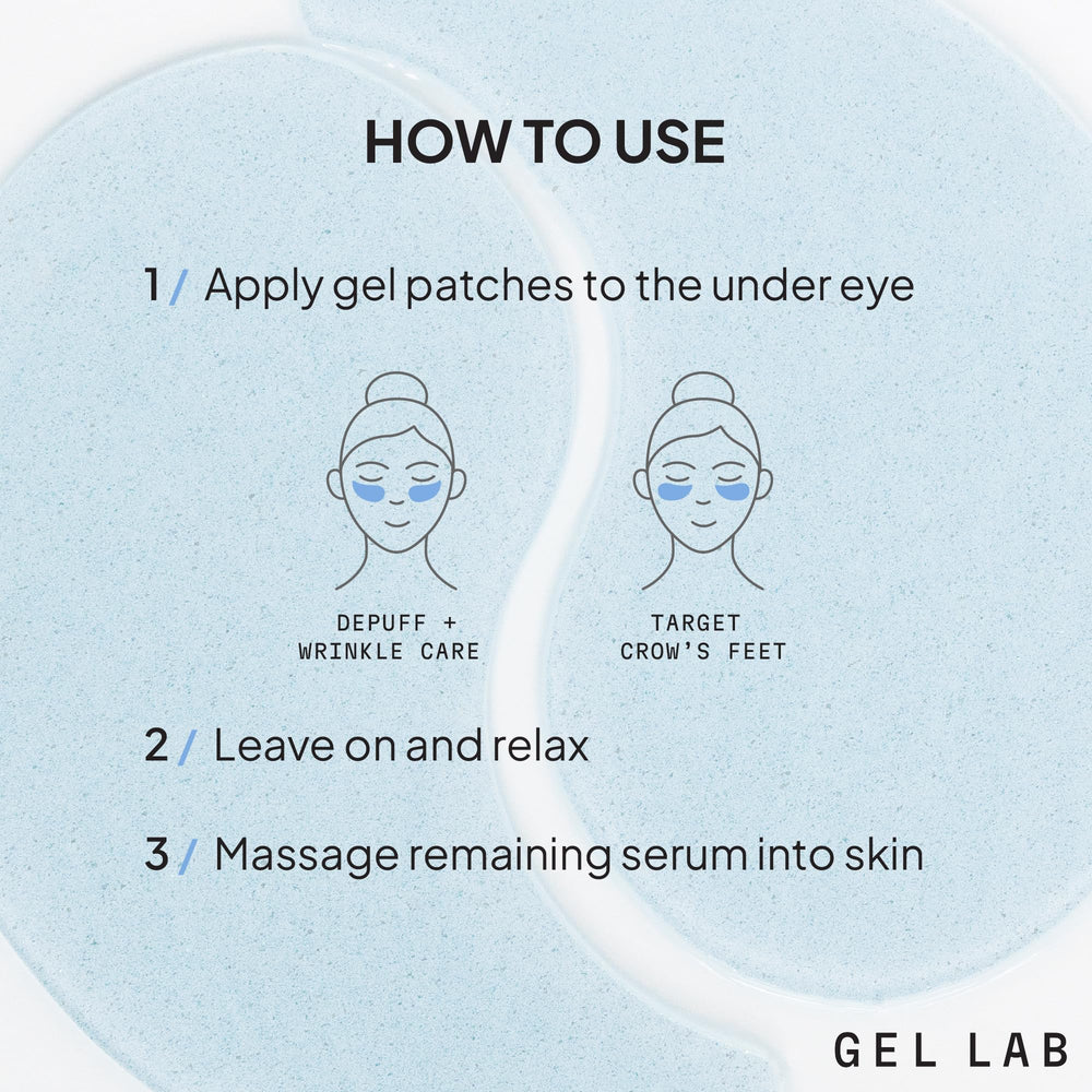 Parches Gel Lab REGLOW para suavizar la piel bajo los ojos diariamente