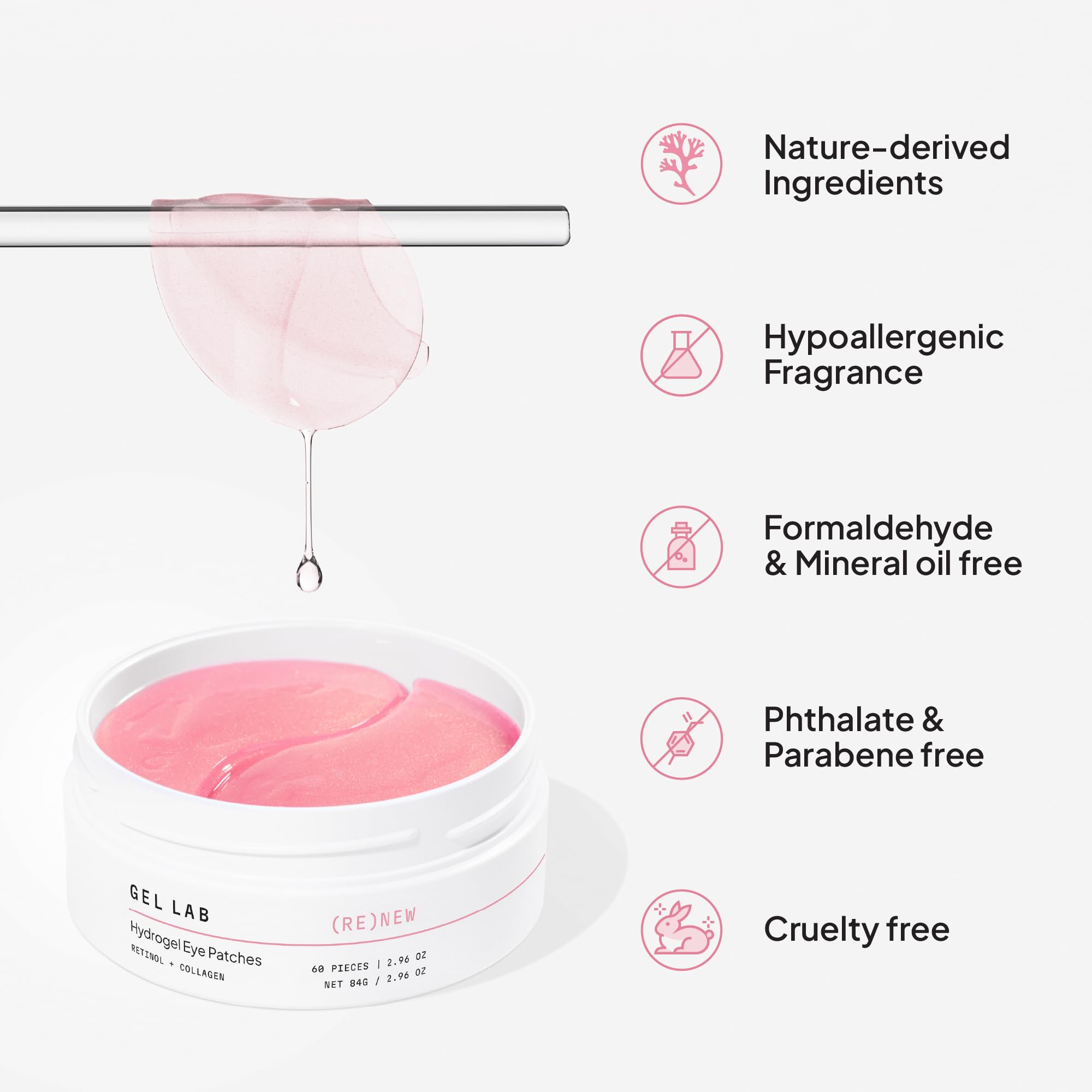 Gel Lab RENUEVA envase 60 parches, práctico para viajes y rutinas.