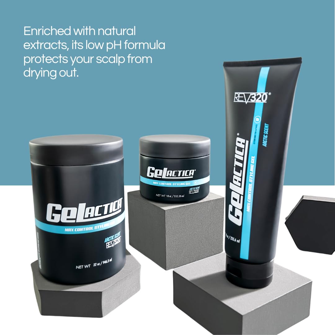 Gelactica Max Control con argán y vitaminas para nutrición durante el peinado.