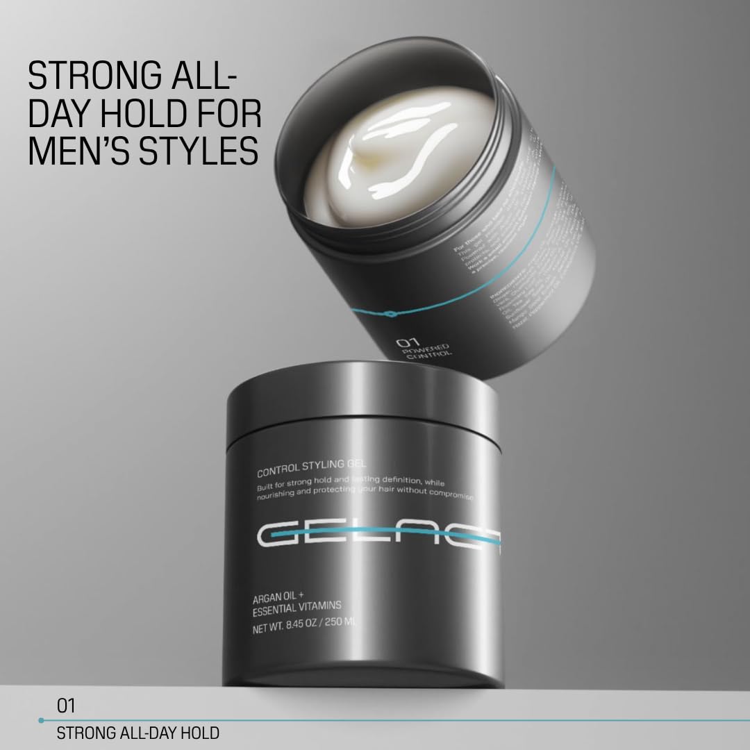 Gelactica Max Control, peinado hacia atrás con fijación estable y natural.