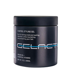 Gelactica Max Control, tubo de 9 oz, fijación duradera para viaje.