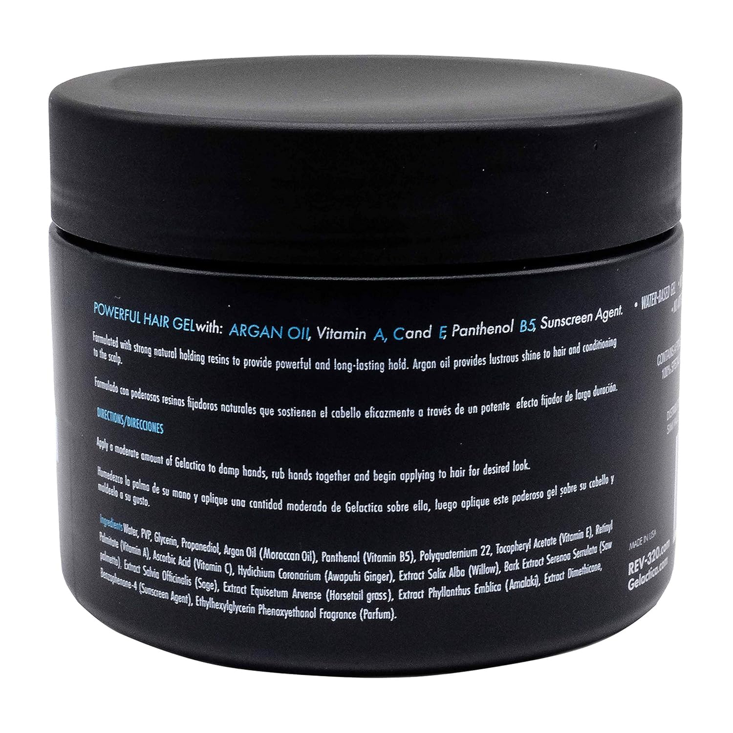 Gelactica Rev320 gel capilar para hombre, empaque compacto para viaje.
