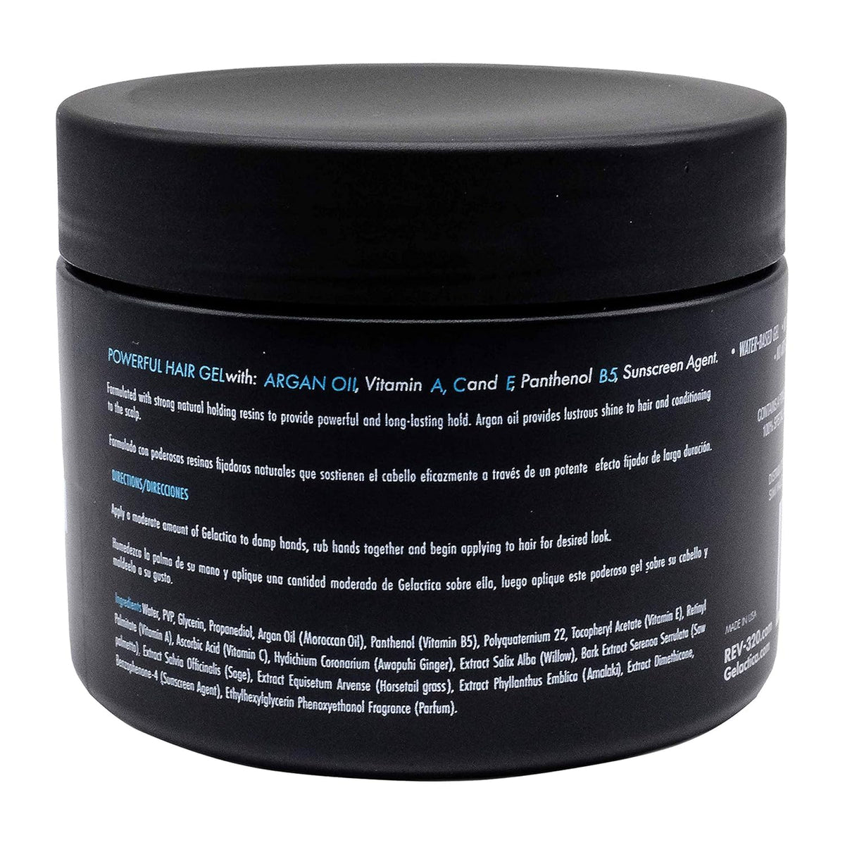 Gelactica Rev320 gel capilar para hombre, empaque compacto para viaje.