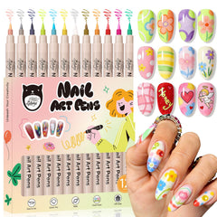GELLAKTIK 12 colores para uñas: pluma con punta fina para delineados precisos en casa.
