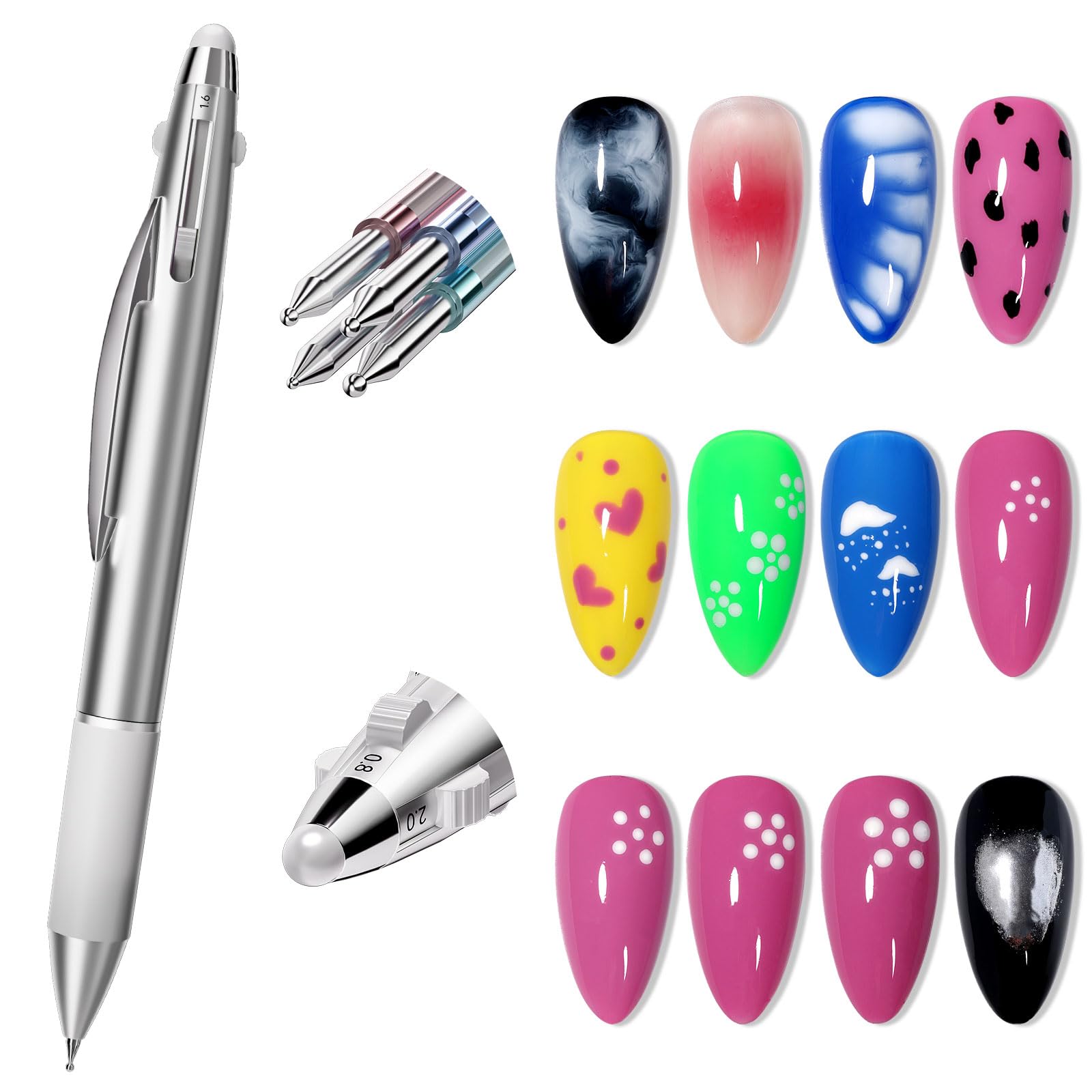 GELLAKTIK bolígrafo 5 en 1 para uñas, punto preciso y diseño creativo.