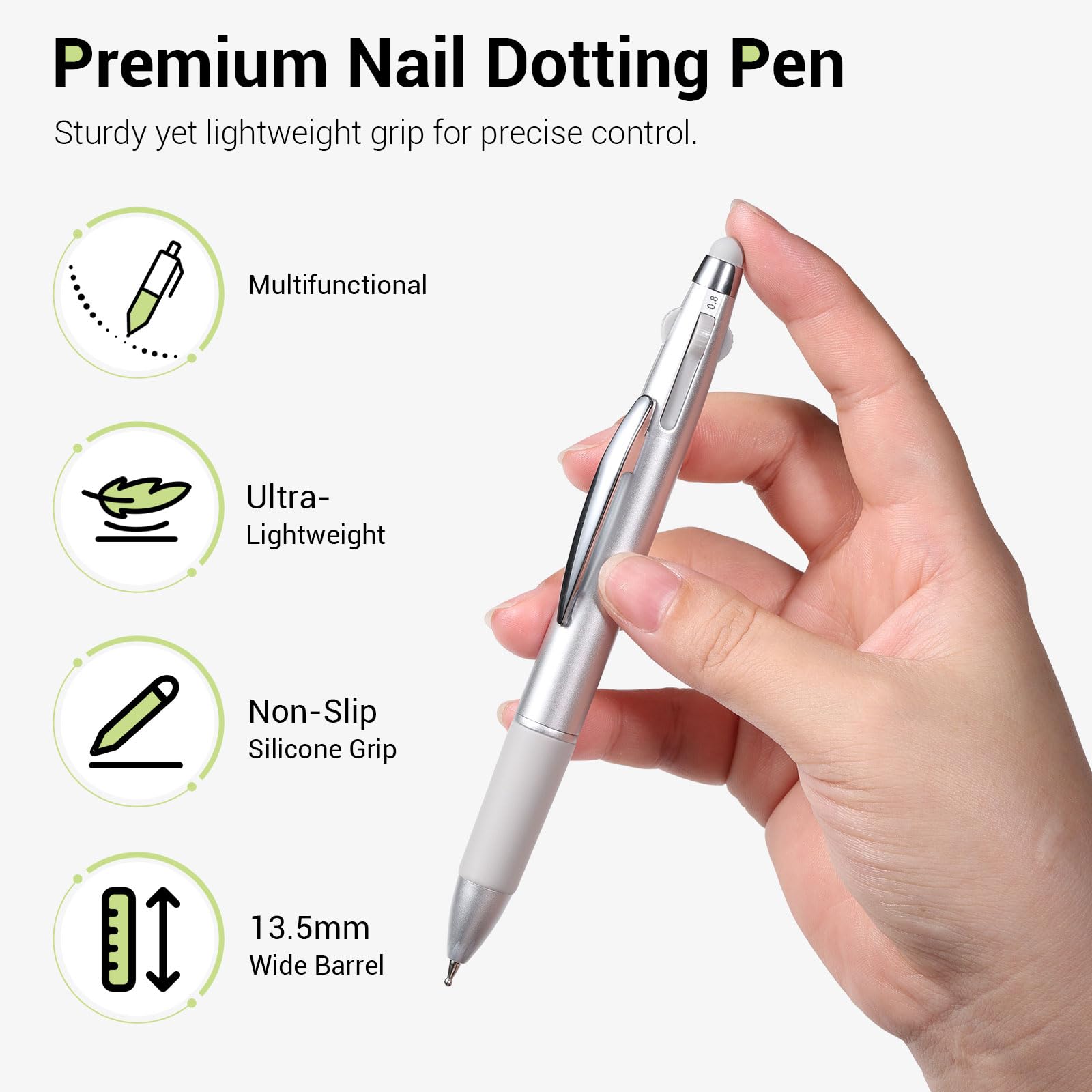 Punta 0.8 mm GELLAKTIK para puntos finos y detallados en uñas.