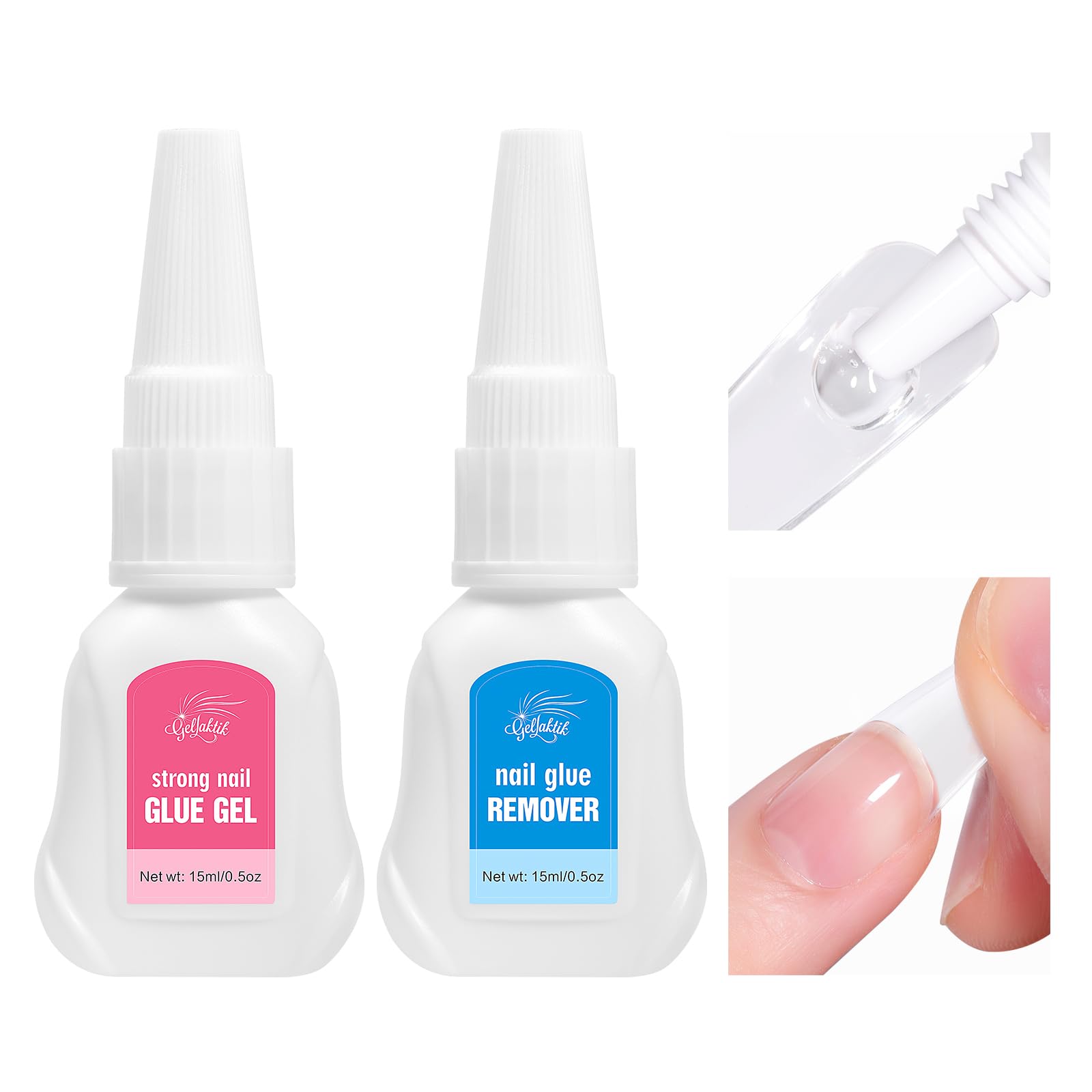 GELLAKTIK pegamento uñas 15g, secado rápido y adhesión segura para uñas postizas.