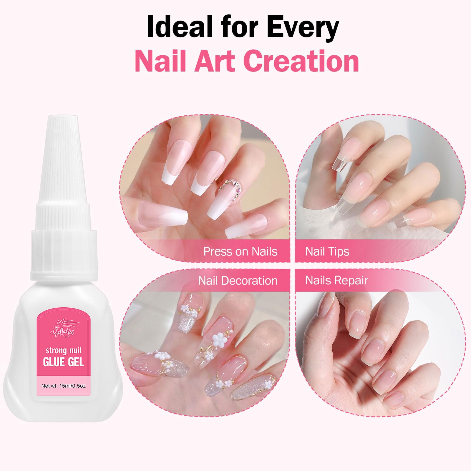 GELLAKTIK uñas presionadas duraderas sin lámpara UV.