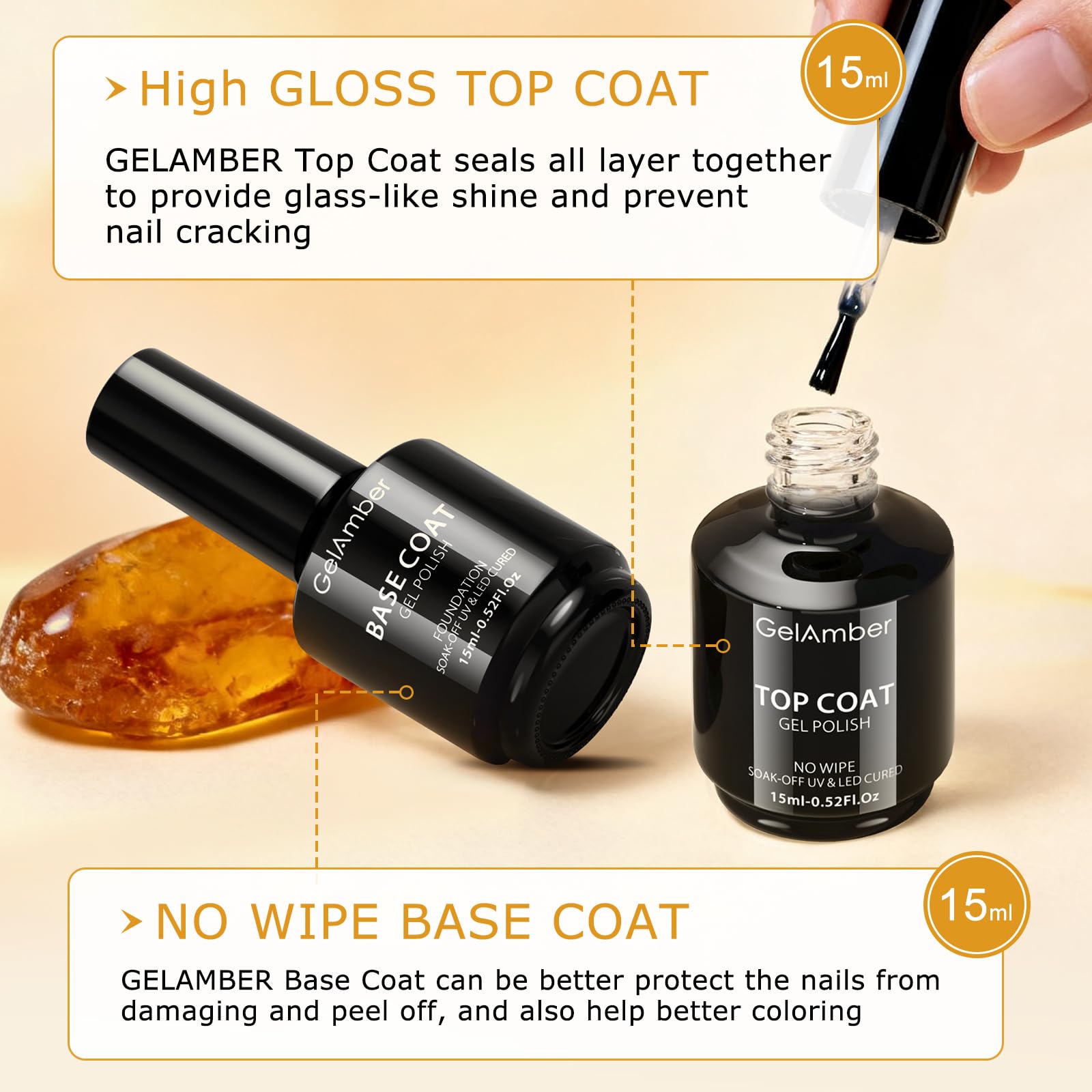 GELAMBER capa base de 15ml, base uniforme para gel.