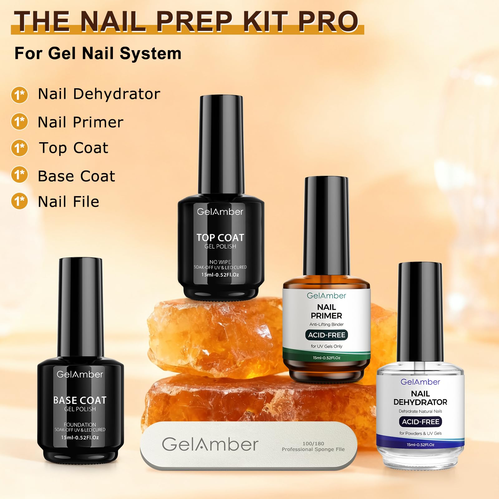 GELAMBER kit de preparación para uñas en casa.