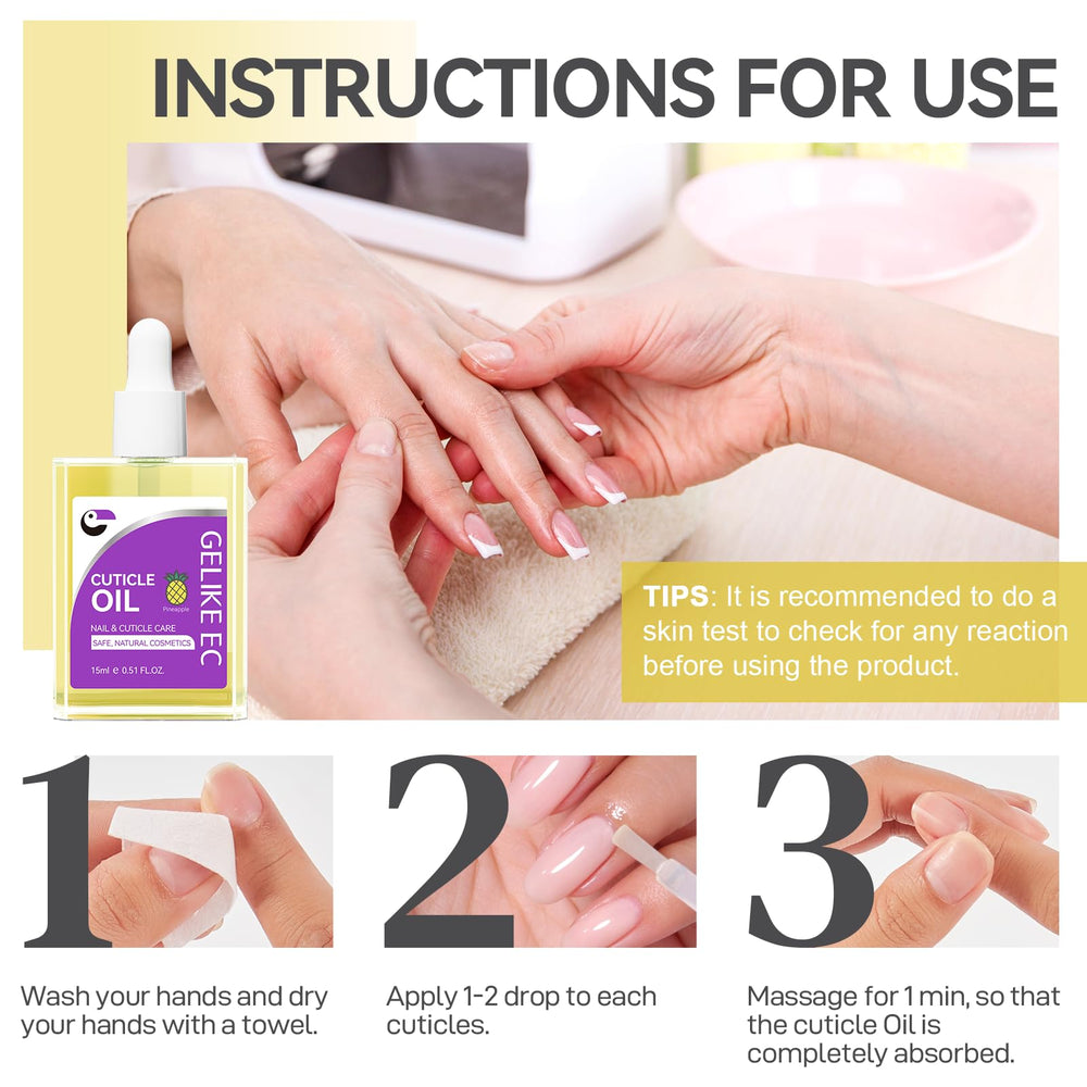Gelike EC Aceite para uñas, aroma suave de piña, tratamiento ligero para uñas saludables.