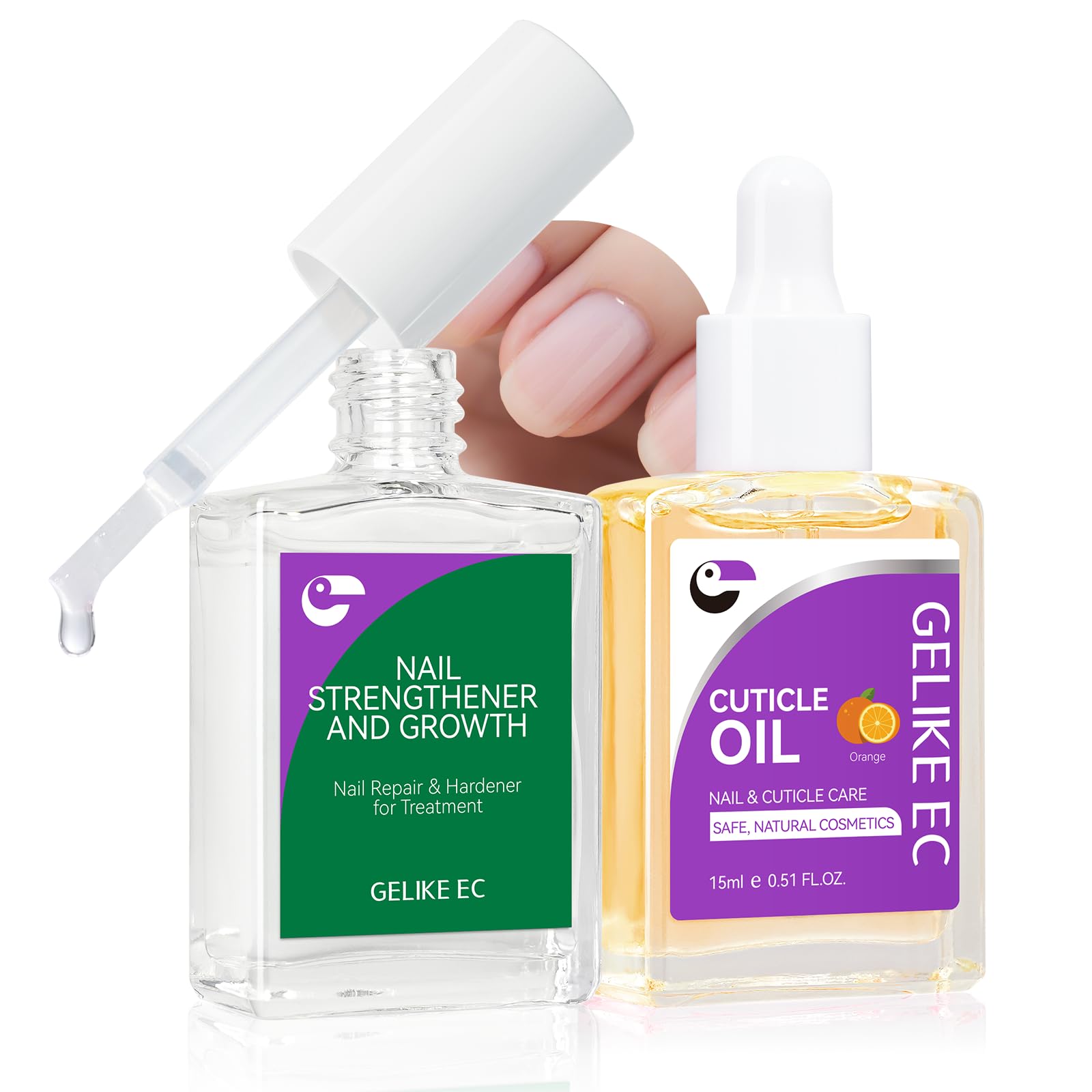Gelike EC endurecedor de uñas, botella transparente para base fuerte y duradera.