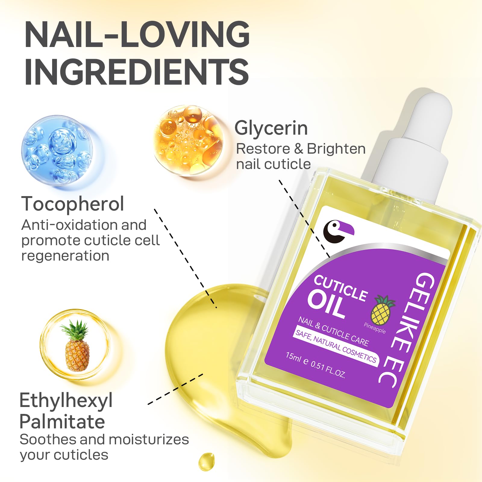 Gelike EC Nail Oil, formato portátil, ideal para viajar y cuidado diario.