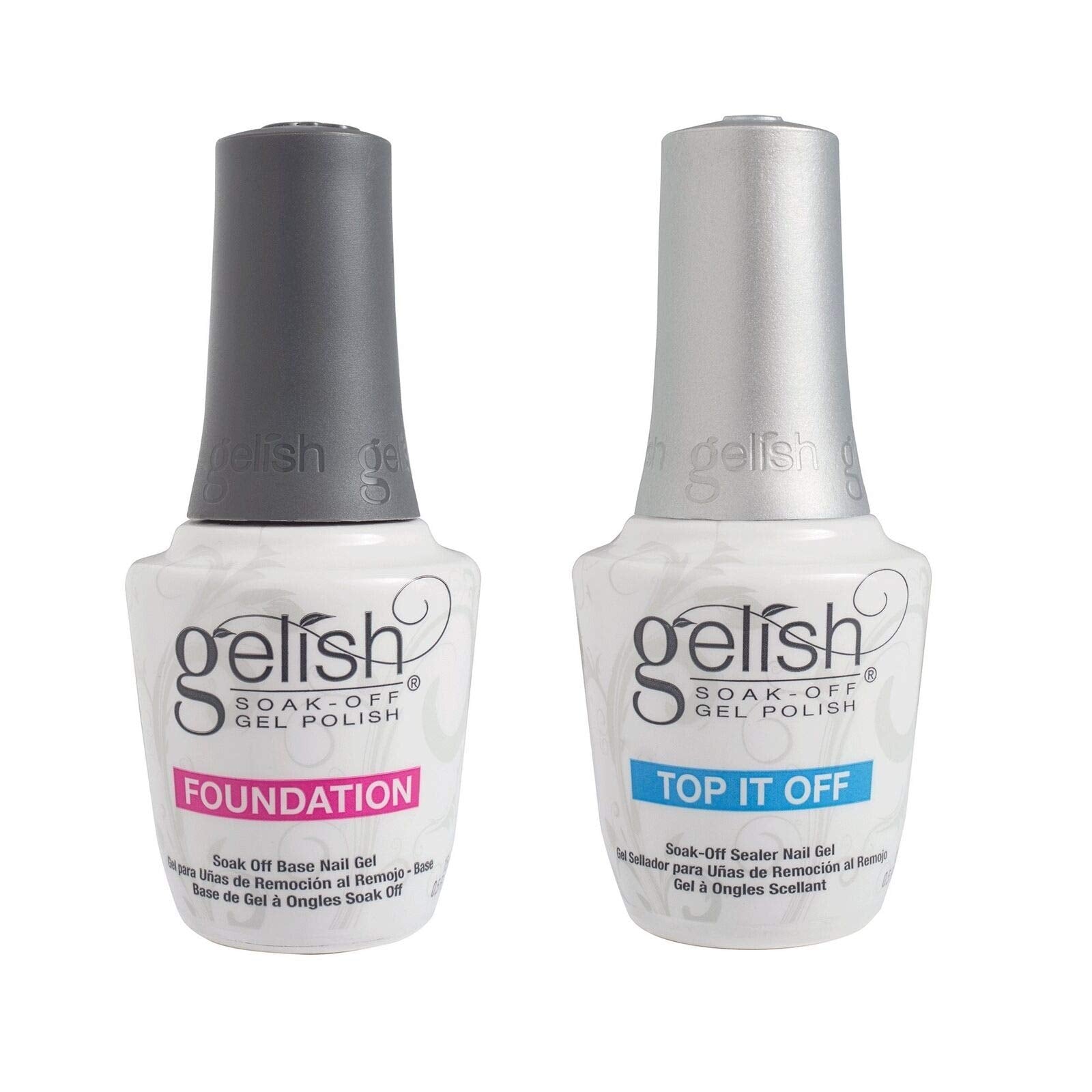 Gelish Dynamic Duo : bouteille gel de fondation et couche de finition, fini brillant durable
