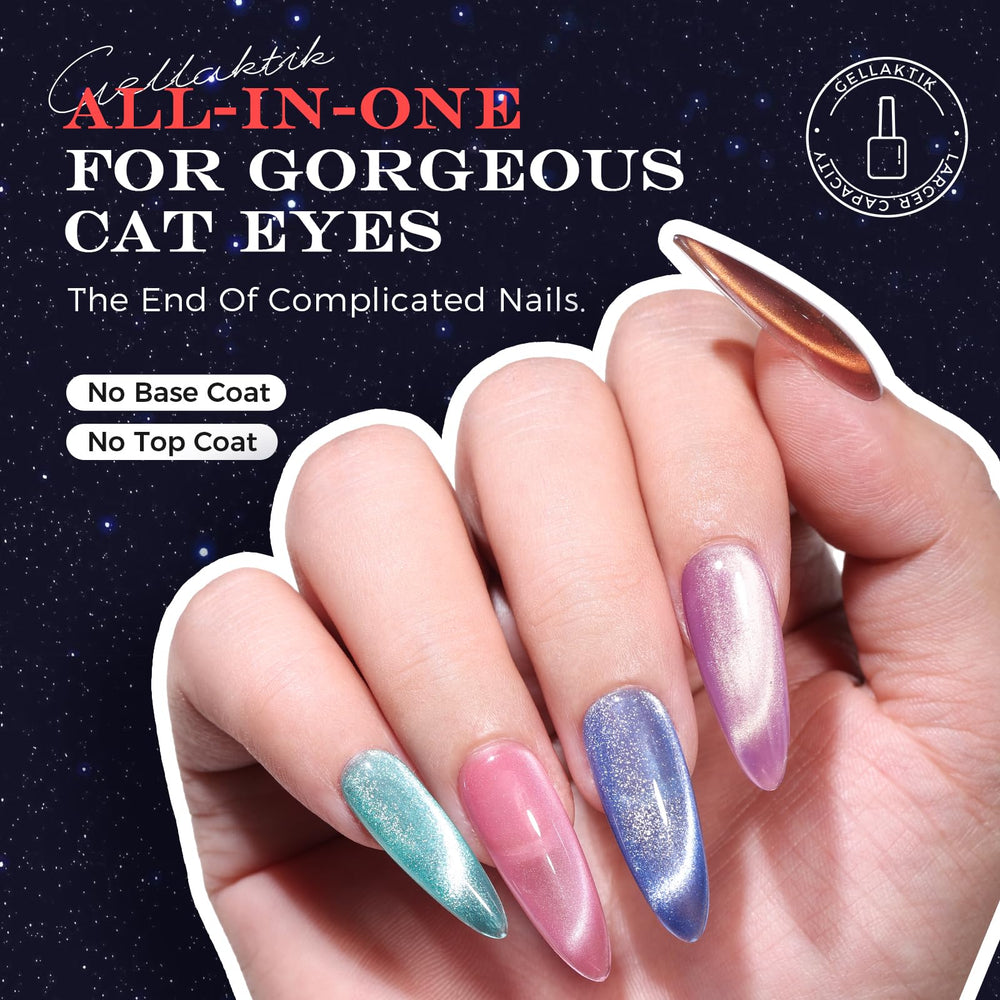 GELLAKTIK bottles highlight high-density magnetic particles for cat-eye designs