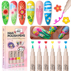 GELLAKTIK lapices arte uñas de 6 colores con punta 0,7 mm para trazos precisos