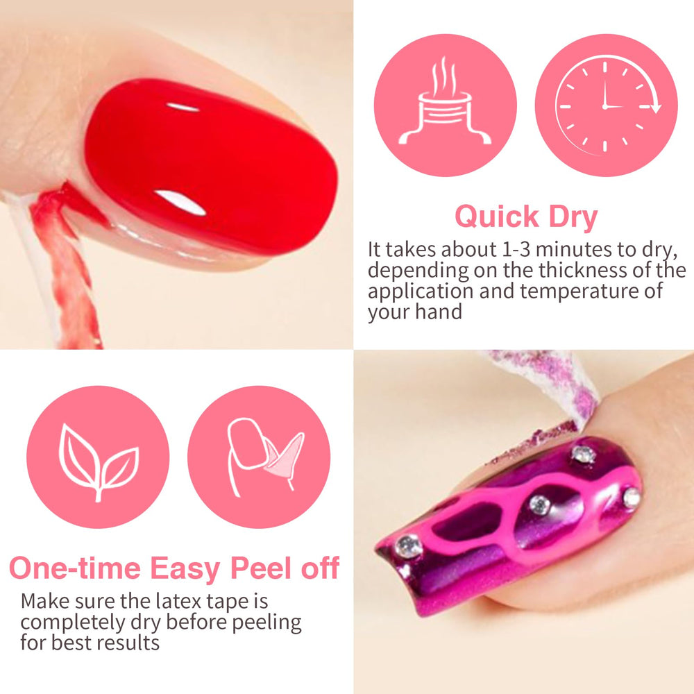 GELLAKTIK Látex líquido: frascos de 15 ml con secado rápido para arte de uñas.