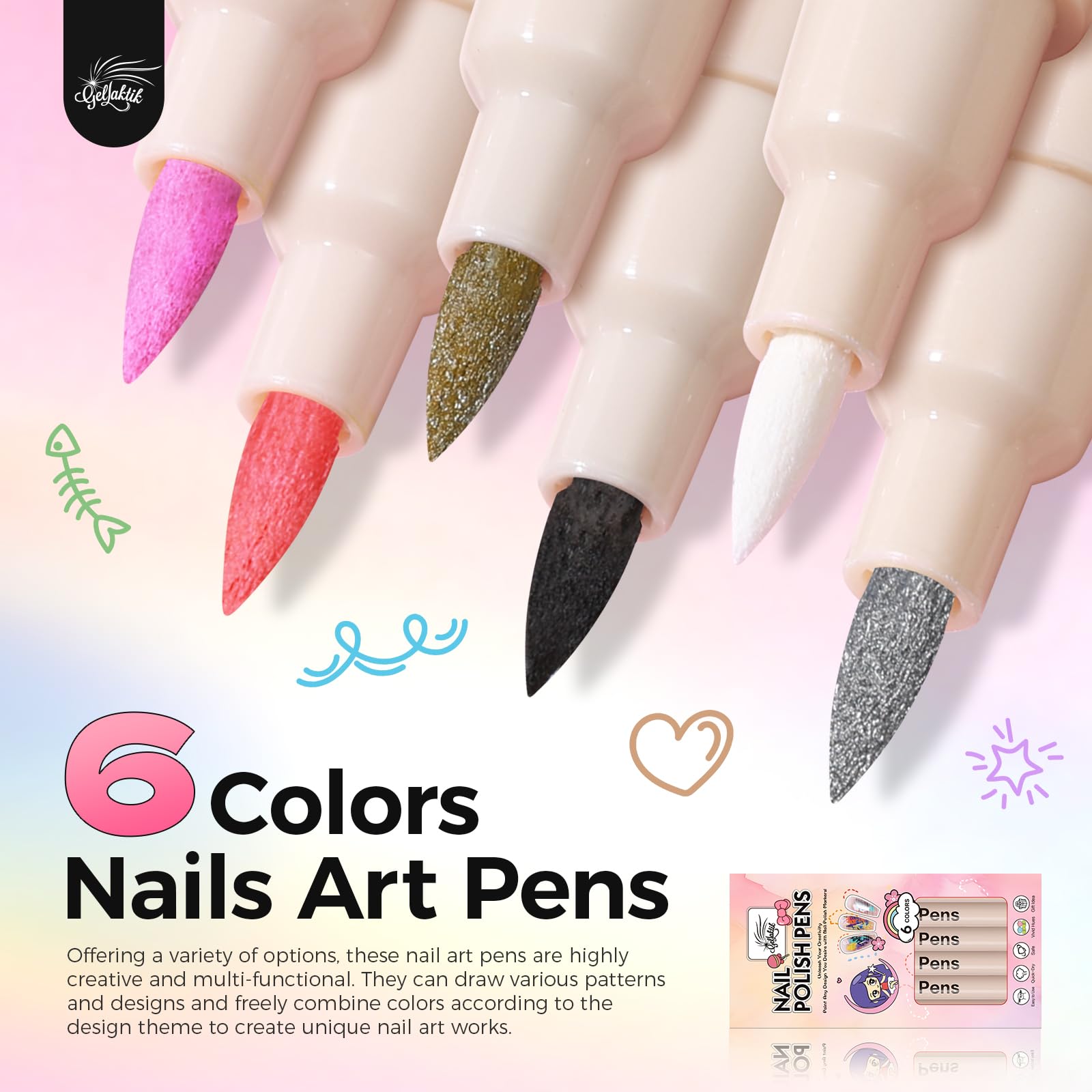 GELLAKTIK punta 0-7mm, dibujo de uñas preciso.