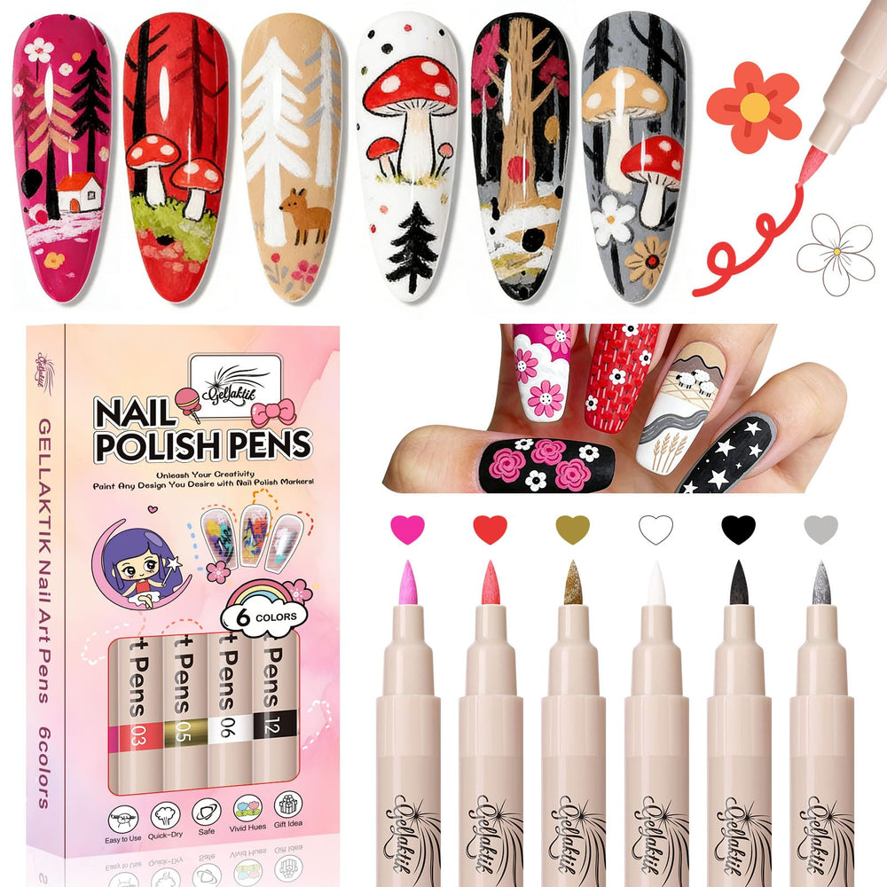 GELLAKTIK set de 6 puntas de uñas para diseños detallados.
