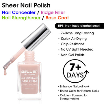 GELLEN 4-en-1 tono neutro capa-base de uñas para preparación y secado rápido.