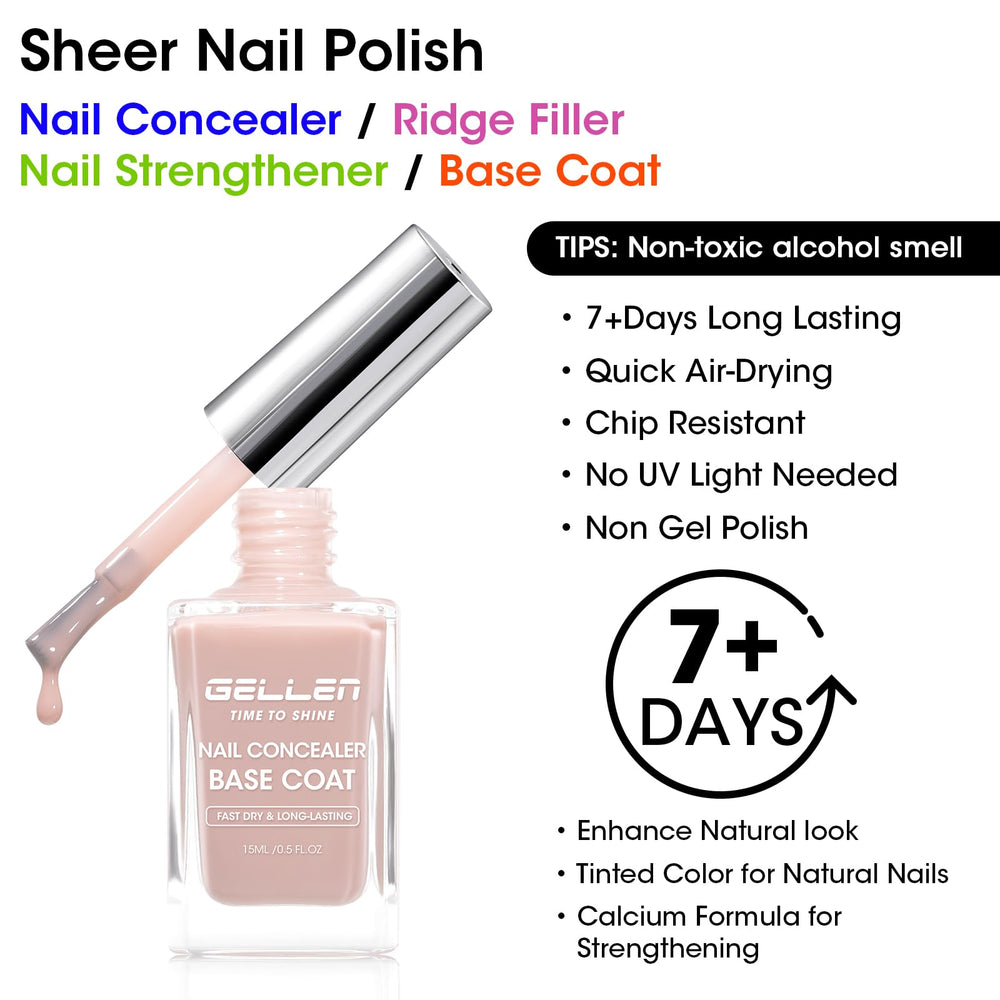 GELLEN 4-en-1 tono neutro capa-base de uñas para preparación y secado rápido.