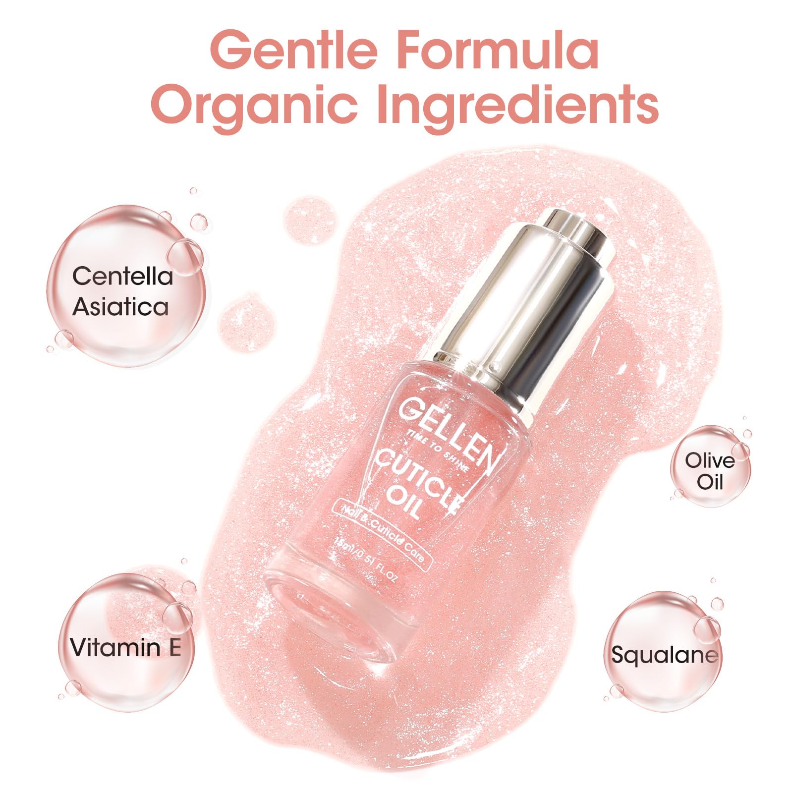 GELLEN Aceite para uñas con brillo natural y aspecto radiante.