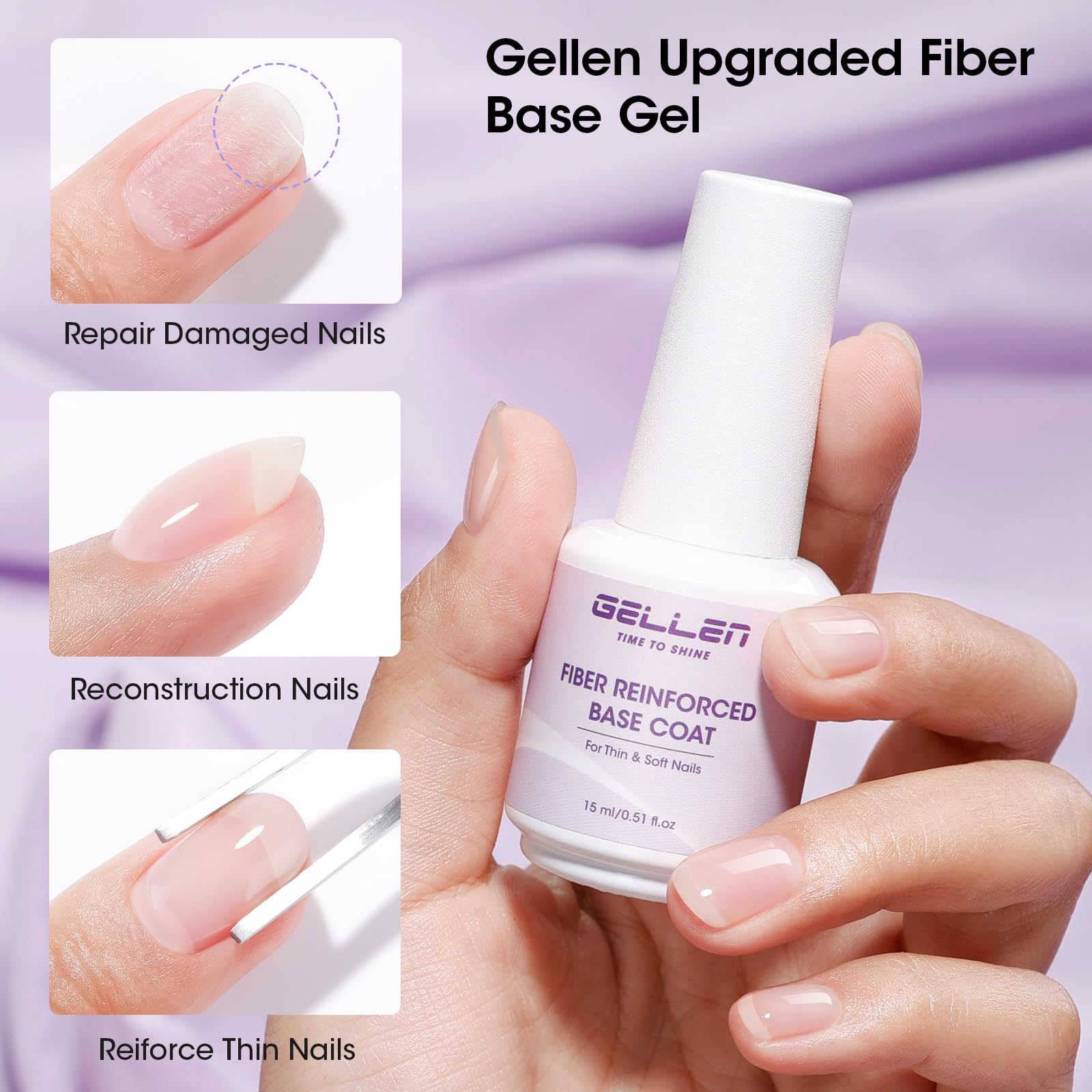 GELLEN base gel burr removal process captured during filing before color.