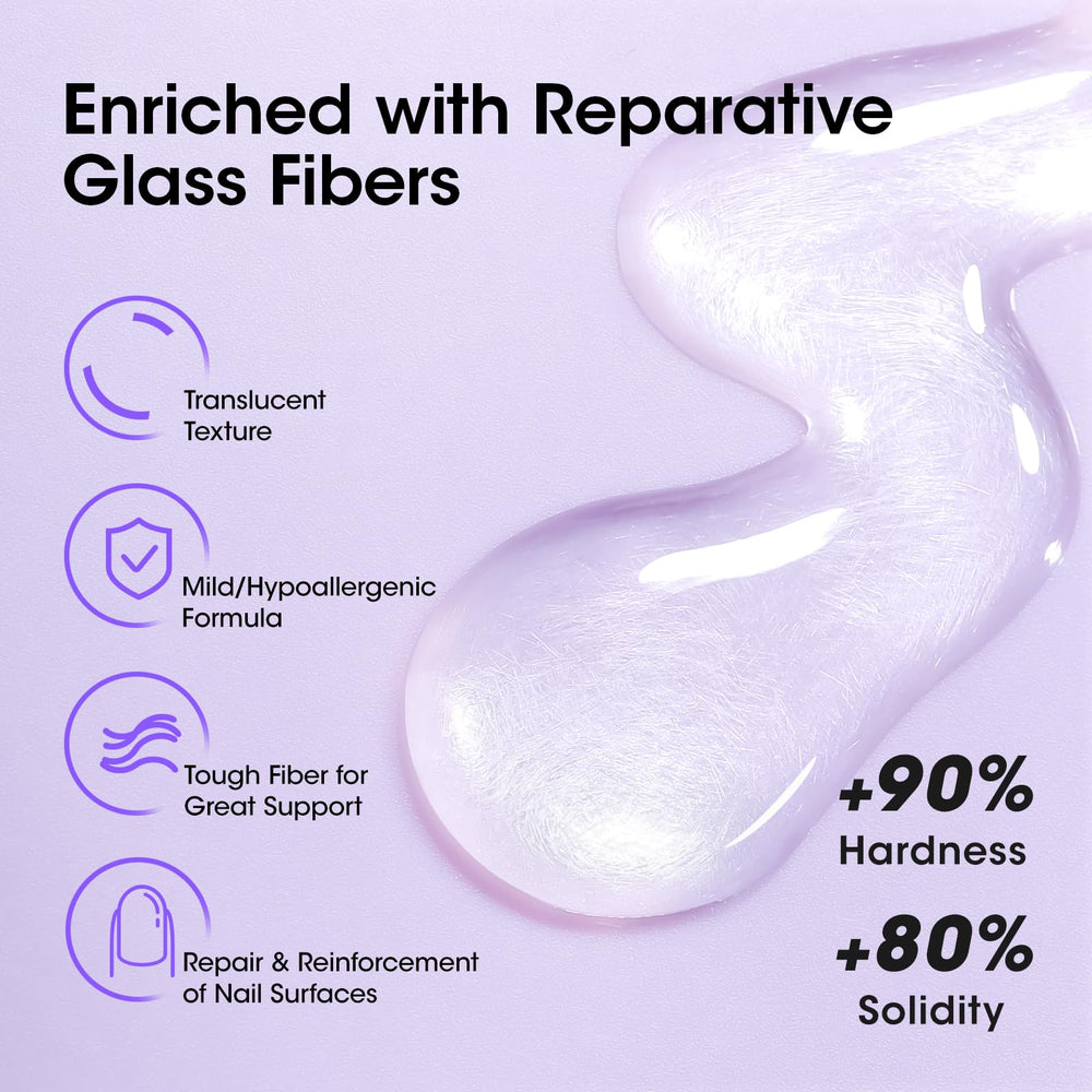 GELLEN base gel clear nail close-up displays subtle fiber structure.
